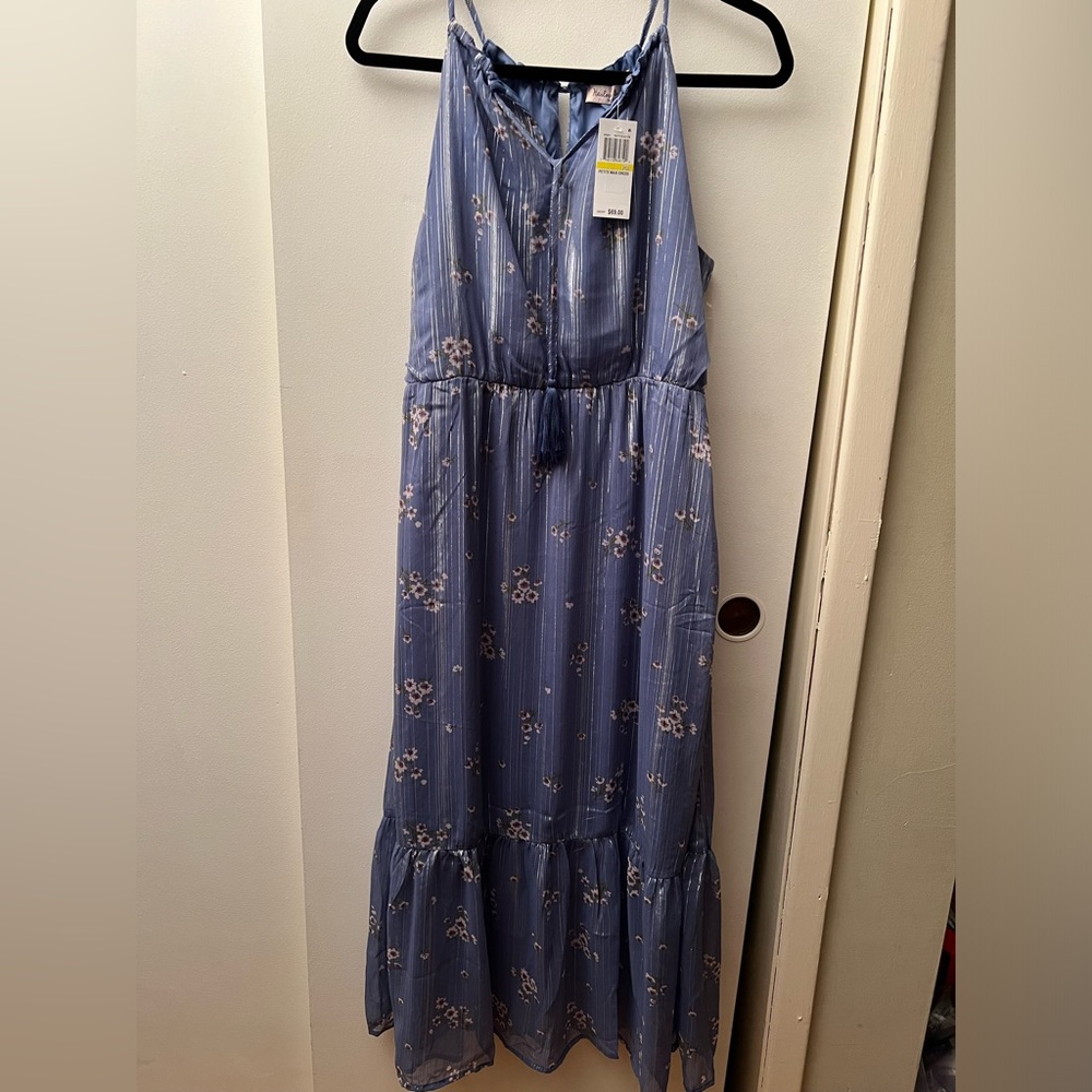 NWT petite blue/gray floral maxi dress size PM